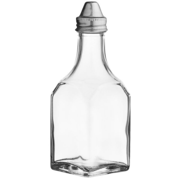 Glass Square Oil &amp; Vinegar Bottle 6oz with Steel Top