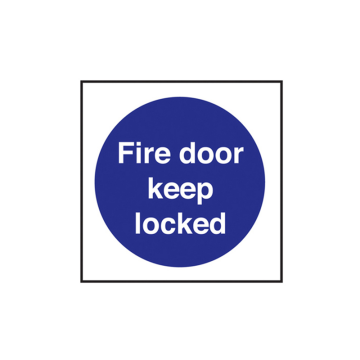 Self Adhesive Fire Door Keep Locked Sign 100 x 100mm