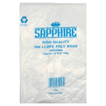 Sapphire Polythene Bags 150 Guage 12&quot; x 18&quot; (Pack 500)