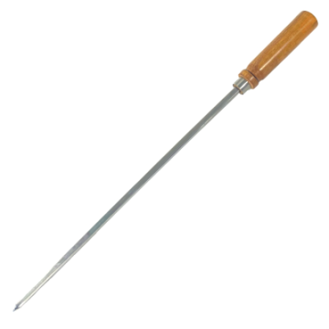Wooden Handle Steel Tandoori Skewer 8mm Thick 21&quot;
