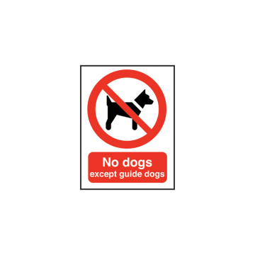 Self Adhesive No Dogs Except Guide Dogs Symbol Sign