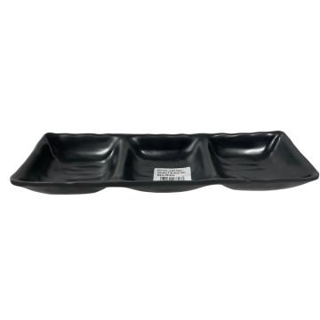 Melamine 3 Dip Sauce Plate Black