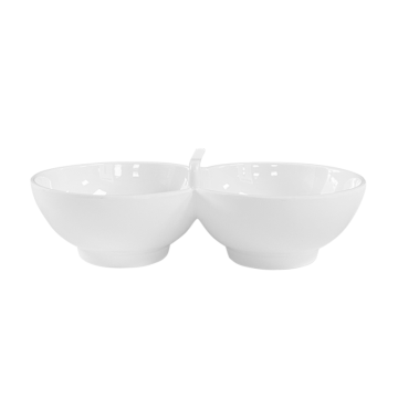 Melamine Twin Pickle / Condiment Bowl White 21.5cm
