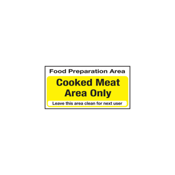 Self Adhesive Food Prep Area Cooked Meat Only Sign