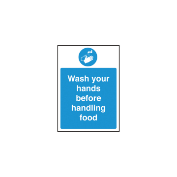 Self Adhesive Wash Your Hands before Handling Food Sign