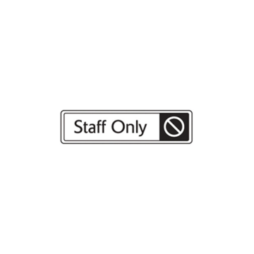 Black on White Staff Only Sign Horizontal