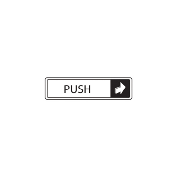 Black on White Push Sign Horizontal