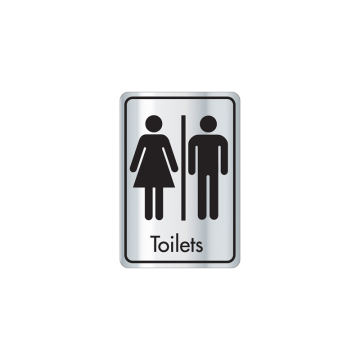 Black on Silver Male / Female Toilets Sign