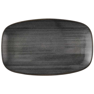Churchill Stonecast Raw Black Oblong Chefs Plate 7.8 x 4.75&quot; (Pack 12)