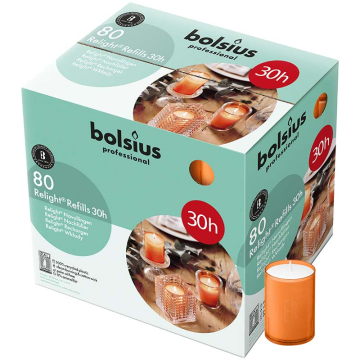 Bolsius Relight Refills Orange 30 Hour (Pack 80)