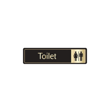 Gold on Black Toilet Sign Horizontal