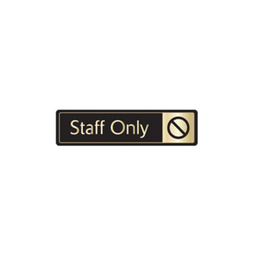 Gold on Black Staff Only Sign Horizontal