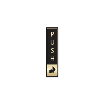 Gold on Black Push Sign Vertical