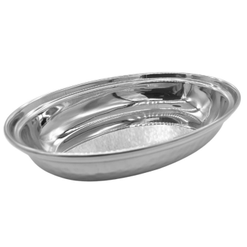 Stainless Steel Hammered Double Wall Oval Serving Dish 18cm