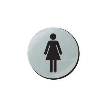 Satin Silver Door Disc 75mm Ladies Toilet Sign