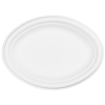 Vegware Compostable 10&quot; Nourish Bagasse Oval Plate (Pack 50)