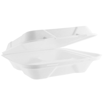 Vegware Compostable 9&quot; Square 3-Comp Bagasse Lunch Box (Pack 50)