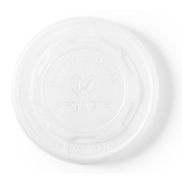 Vegware Biodegradable 115mm Flat CPLA Lid to fit 12-32oz Soup Containers (Pack 50)