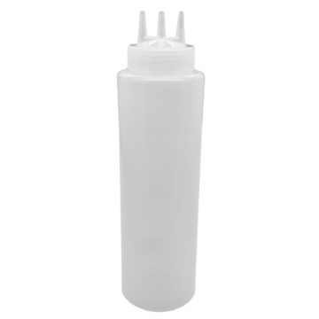 Squeeze Sauce Bottle Triple / 3 Nozzle 32oz Clear