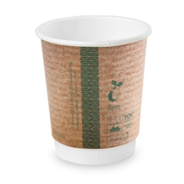 Vegware Biodegradable 8oz Double Wall Brown Kraft Coffee Cup (Pack 25) [20]
