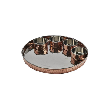 Copper Thali 34cm 4 Copper Ramekins 8cm
