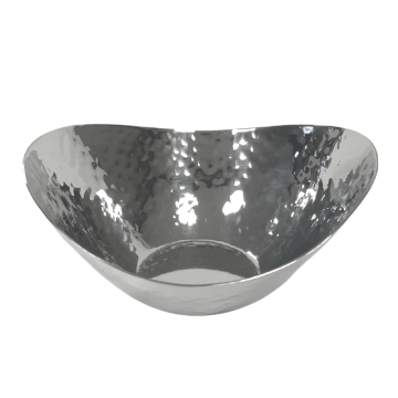 Steel Hammered Boat Shape Bowl 13cm
