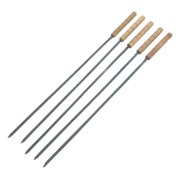 Wooden Handle Flat BBQ Skewer 5mm x 20&quot; (Pack 5)