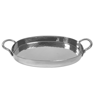 Steel Hammered Oval Presentation Serving Pan 23cm