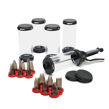 De Buyer Le Tube Pro Pastry set with Pastry Syringe Comes with 4 Tubes and 12 Nozzles