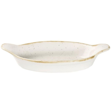 Churchill Stonecast Barley White Intermed Oval Eared Dish 9.13 x 5&quot; (Pack 6)