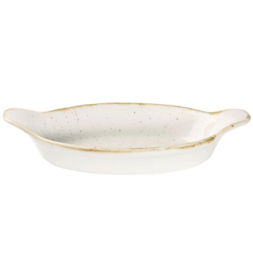 Churchill Stonecast Barley White Small Oval Eared Dish 8.13 x 4.38&quot; (Pack 6)