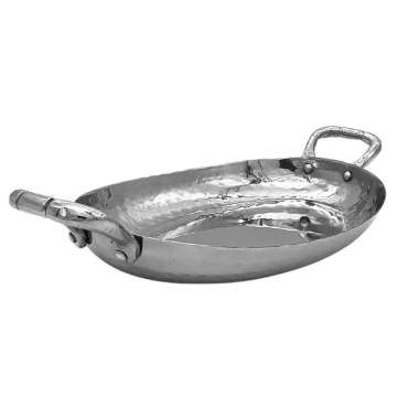 Stainless Steel Hammered Oval Serving Dish with Handles 21cm