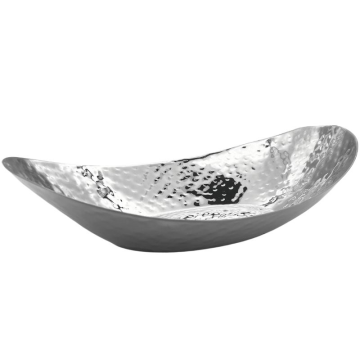 Stainless Steel Hammered Oval Bread Serving Dish 25cm