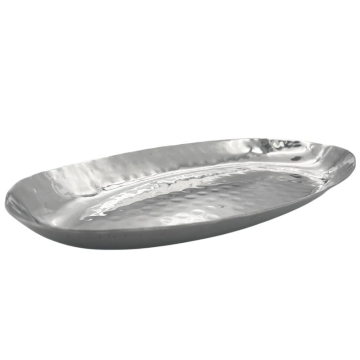 Stainless Steel Hammered Oval Plate 21x11cm