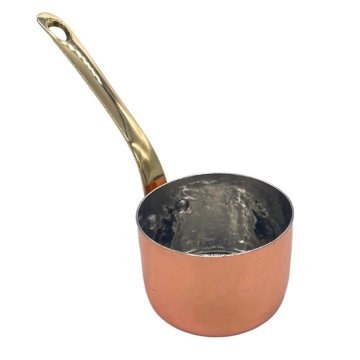 Copper Plated Hammered Mini Serving Sauce Pan with Brass Handle 6.5cm