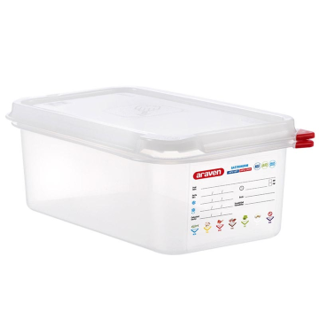 Araven GN Food Container &amp; Lid 1/4 100mm 2.8 Litre