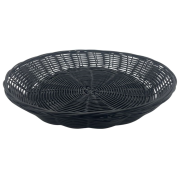 Polywicker Basket Round Black 7&quot;x1.5&quot;
