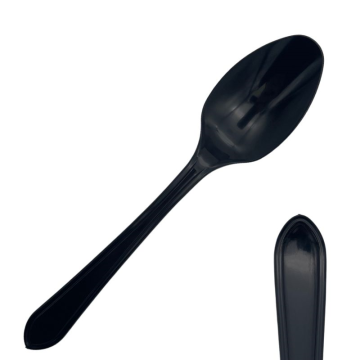 Black Heavy Duty Plastic Reusable Spoons (Pack 100)