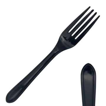 Black Heavy Duty Plastic Reusable Forks (Pack 100)