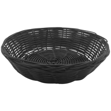 Polywicker Basket Round Black 7&quot;x2&quot;