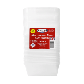 Satco 500ml Container &amp; Lid (Pack 25) NEW Retail Pack
