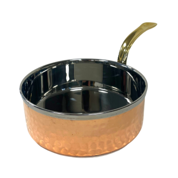 Hammered Copper Sauce Pan with Brass Handle 16cm