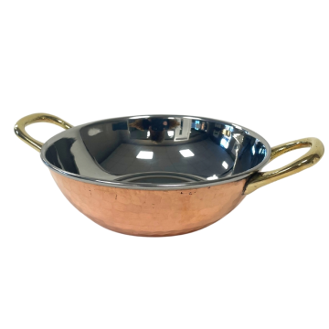 Hammered Copper Karahi with Brass Handles 5.75&quot; / 14.5cm
