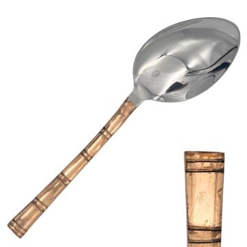 Bamboo Spoon Silver Top Brass Handle