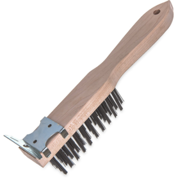 Heavy Duty Wood Handle Scraper w/Tempered Steel Bristles 13.75&quot;