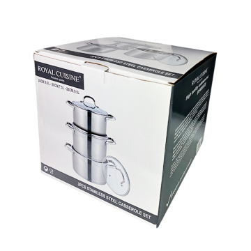 Royal Cuisine 3 piece Stainless Steel Induction Stock Pot Set 24, 26, 28cm