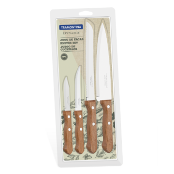 Tramontina Wooden Handle Kitchen Knife Set (Pack 4)