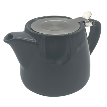 Grey Ceramic Stackable Teapot With Stainless Steel Lid &amp; Infuser 18oz / 51cl