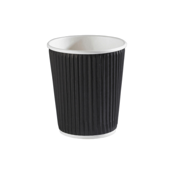 Black Ripple Wall Hot Drink / Coffee Cup 8oz (Pack 25) [500]