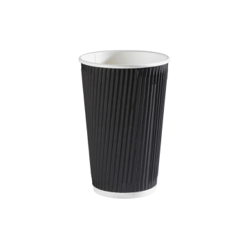 Black Ripple Wall Hot Drink / Coffee Cup 16oz (Pack 25) [500]